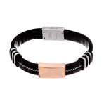 Leather Bracelet // Rose Gold Plated Bar