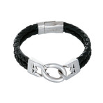 Braided Leather Magnetic Lock Bracelet // Interlocking Stainless Steel Design