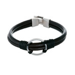Leather Bracelet // Stainless Steel Circle