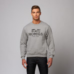 Homies Crewneck Pullover  // Heather Grey + Black Print (S)