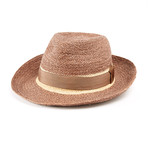 Obediah Fedora // Sepia + Chocolate Stripe (XL)