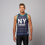 Reason Stars Mesh Basketball Jersey // Navy + White (M)