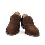 Suede Monk Strap Shoe // Brown (Euro: 44)