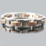 Polished Steel H-Link Bracelet // 18k Rose Gold Plated