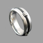 Stainless Steel Black Cable Ring (Size 8)