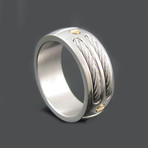 Stainless Steel Double Cable Screw Ring // 18k Gold Plated (Size 8)