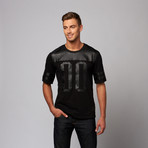 00 Perforated Leather Panel Tee // Black (S)