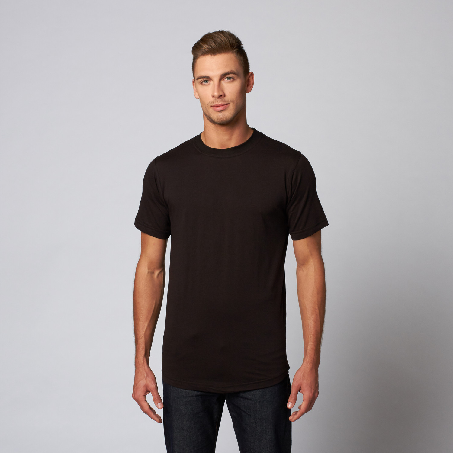 Essential Elongated Curved Tee // Black (L) - Perspectives - Touch of ...