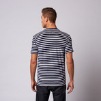 Striped Terry Crew Neck Tee // Navy (XL)