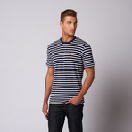 Striped Terry Crew Neck Tee // Navy (XL)