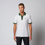 Vertical Striped Jersey Polo // White (XL)