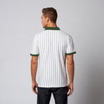 Vertical Striped Jersey Polo // White (XL)