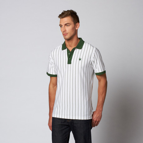Vertical Striped Jersey Polo // White (S)