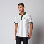 Vertical Striped Jersey Polo // White (XL)