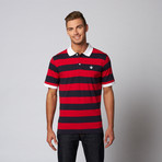 Wide Stripe Jersey Polo // Red (L)