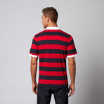 Wide Stripe Jersey Polo // Red (L)