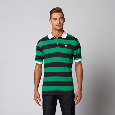 Wide Stripe Jersey Polo // Kelly Green (S)