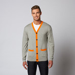 V-Neck Cardigan Sweater // Heather Grey (M)