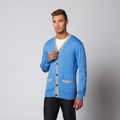 V-Neck Cardigan Sweater // Light Blue (S)