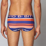 Cotton Stretch Brief // Mandarin Red Stripe (L)