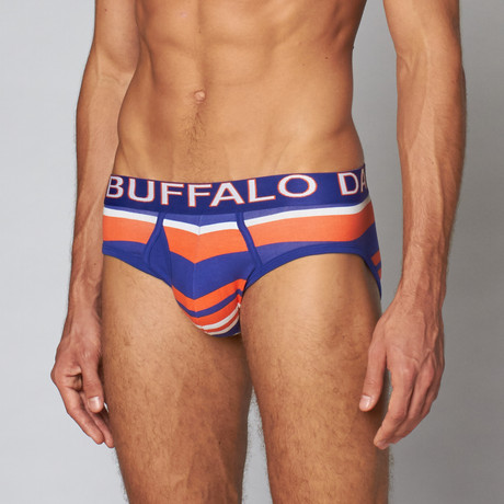 Cotton Stretch Brief // Mandarin Red Stripe (S)