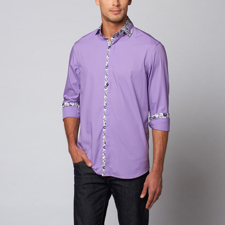 Button-Up + Paisley Trim // Purple (S)