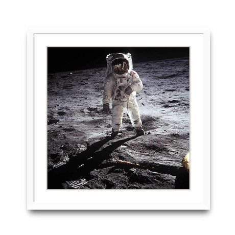 Buzz Aldrin Moonwalk // White Frame (13”L x 13”W)