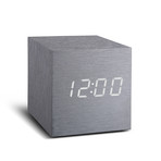 Maxi Cube Click Clock White LED // Aluminium