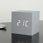 Maxi Cube Click Clock White LED // Aluminium