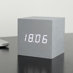 Maxi Cube Click Clock White LED // Aluminium