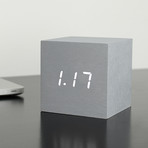 Maxi Cube Click Clock White LED // Aluminium