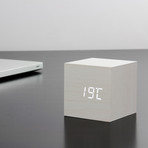 Wooden Cube Click Clock (White + White LED)
