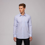 Mumbai Button Up Shirt // Blue + Lilac Banker's Stripe (US: 16.5R)