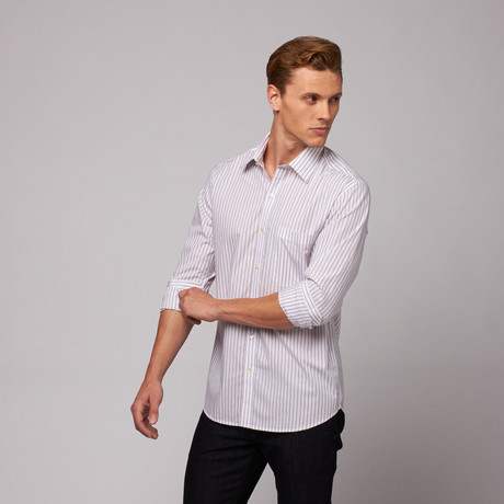 Mumbai Button Up Shirt // Lilac + White Stripe (US: 15R)