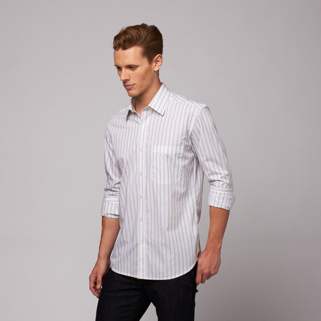 Mumbai Button Up Shirt // White + Blue Stripe (US: 15R)