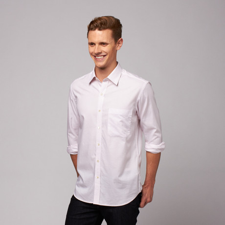 Slano Button Up Shirt // White + Pink Microcheck (US: 15R)