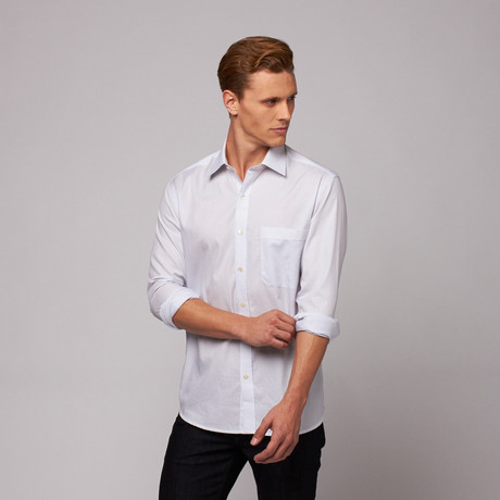 Slano Button Up Shirt // White + Sky Blue Microcheck (US: 15R)