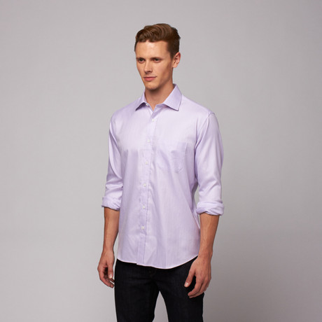 New Cardiff Button Up Shirt // Purple Herringbone (US: 15R)