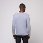 OxyMoron // Genuine Forgery Long-Sleeve Henley // Blue + White (S)