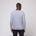 OxyMoron // Genuine Forgery Long-Sleeve Henley // Blue + White (XL)