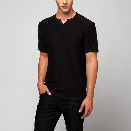 Slub V-Notch Tee // Black (S)