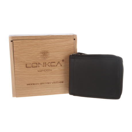 Chief Leather Zip-Round Wallet // Black