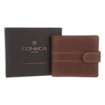 Oscar Leather Tri-Fold Wallet // Conker Brown