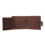 Oscar Leather Tri-Fold Wallet // Conker Brown