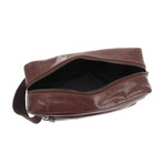 Windermere Leather Wash Bag // Conker Brown