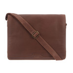 Darwin Leather Messenger Bag // Conker Brown