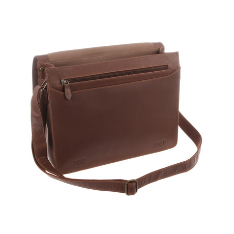 Darwin Leather Messenger Bag // Conker Brown