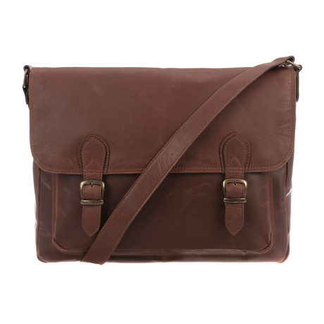 Baker Leather Messenger Bag // Conker Brown