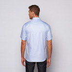 Short Sleeve Button-Up // Blue + Herringbone (US: 17.5R)