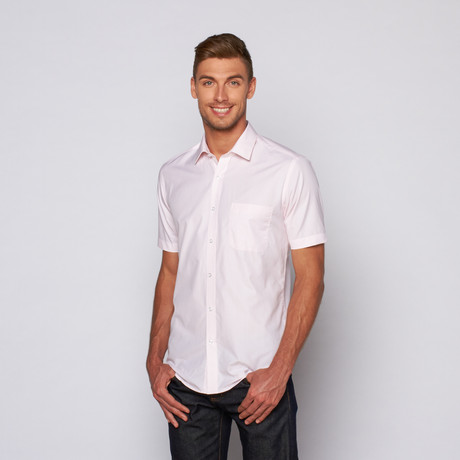 Short Sleeve Button-Up // Pink Stripe (US: 15R)